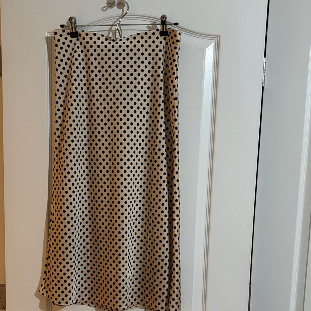 J. Crew Black and Cream Polka Dot A-Line Skirt